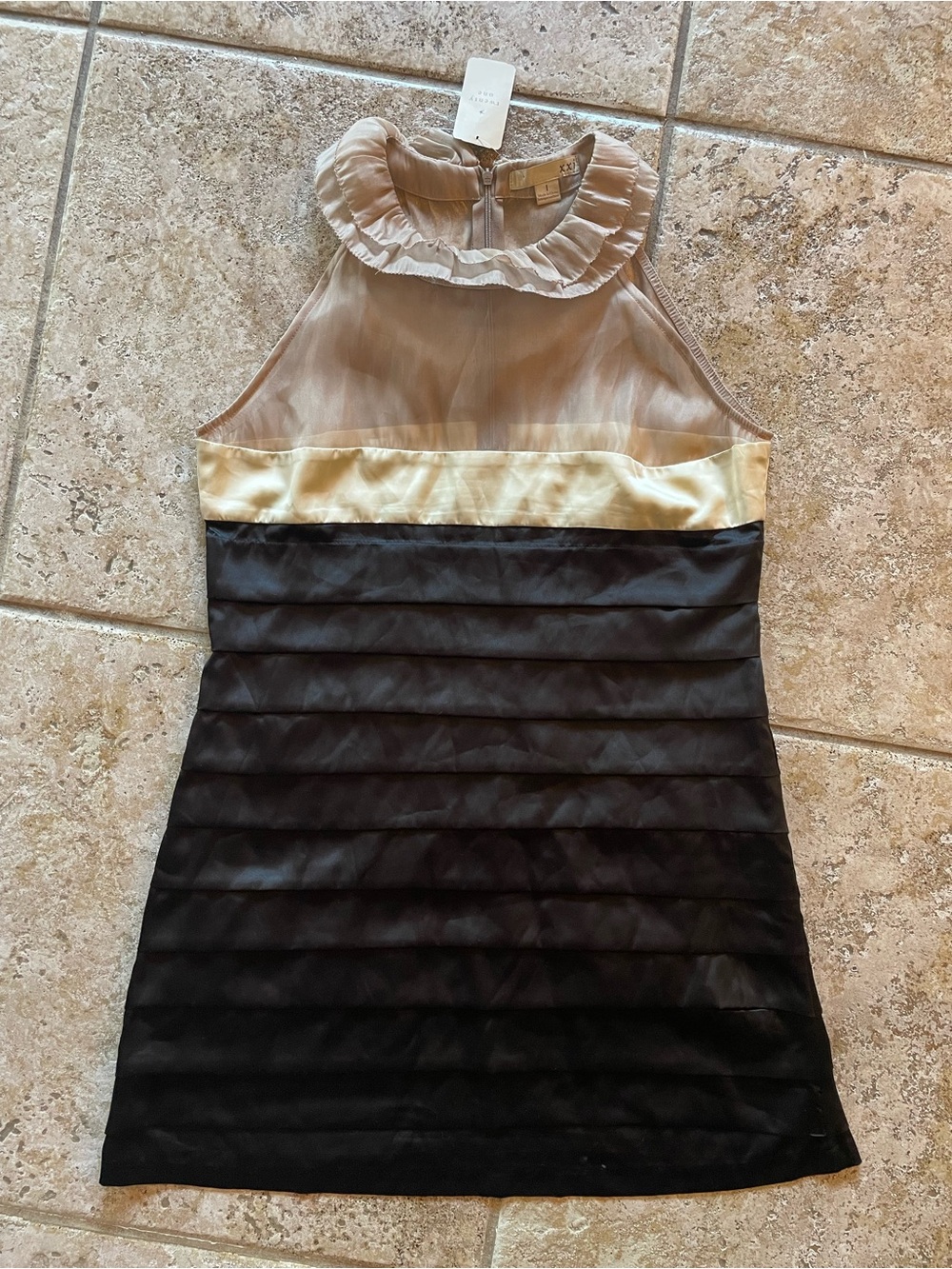 Forever 21 Shimmery Cream Ruffle-Neck Tank Dress